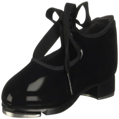 Capezio girls Jr. Tyette Tap Dance Shoe, Black Patenlite, 11.5 Wide US Little Kid