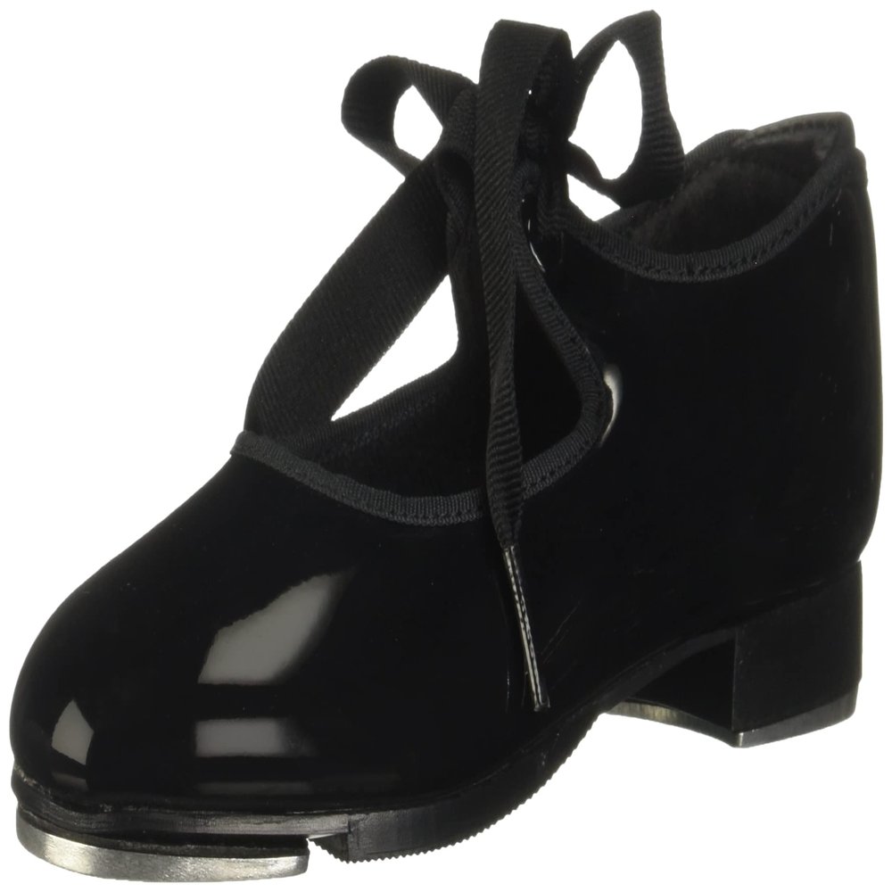 Capezio girls Jr. Tyette Tap Dance Shoe, Black Patenlite, 11.5 Wide US Little Kid