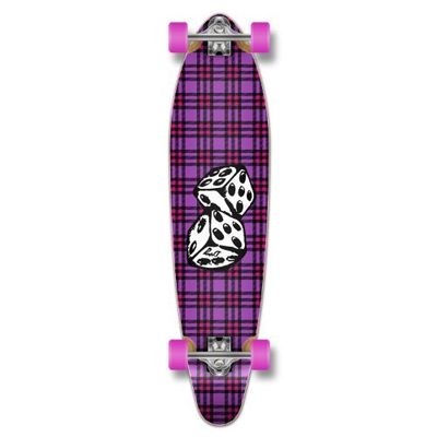 New Graphic Complete Longboard KICKTAIL 70's Shape Skateboard w/ 71mm Wheels, DICE