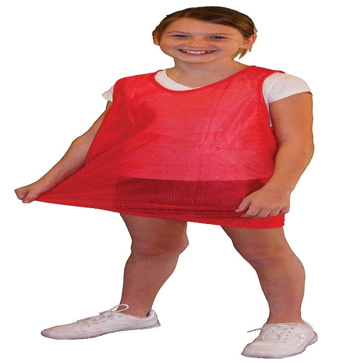 Micro Mesh Scrimmage Vests with Comfort designed waist for easy on, easy off (Youth, Red)