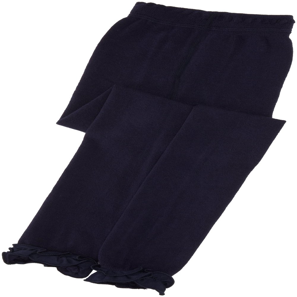Jefferies Socks Girls 2-6x Pima Cotton Ruffle Footless Tight, Navy, 6-8
