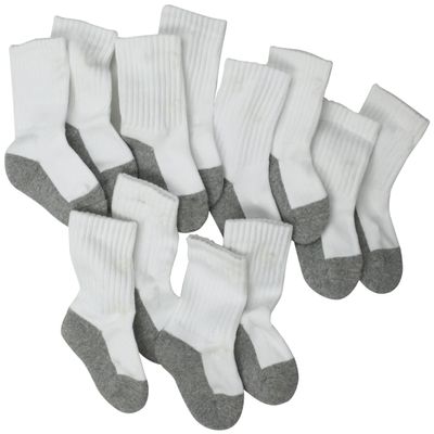 Jefferies Socks Baby Girls Unisex Newborn Seamless Sport Half Cushion Crew 6 Pack, White/Grey, 0-3 Months US