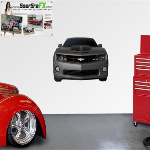 2010 Cyber Gray and Black Camaro Front 52x31 inch Wall Skin
