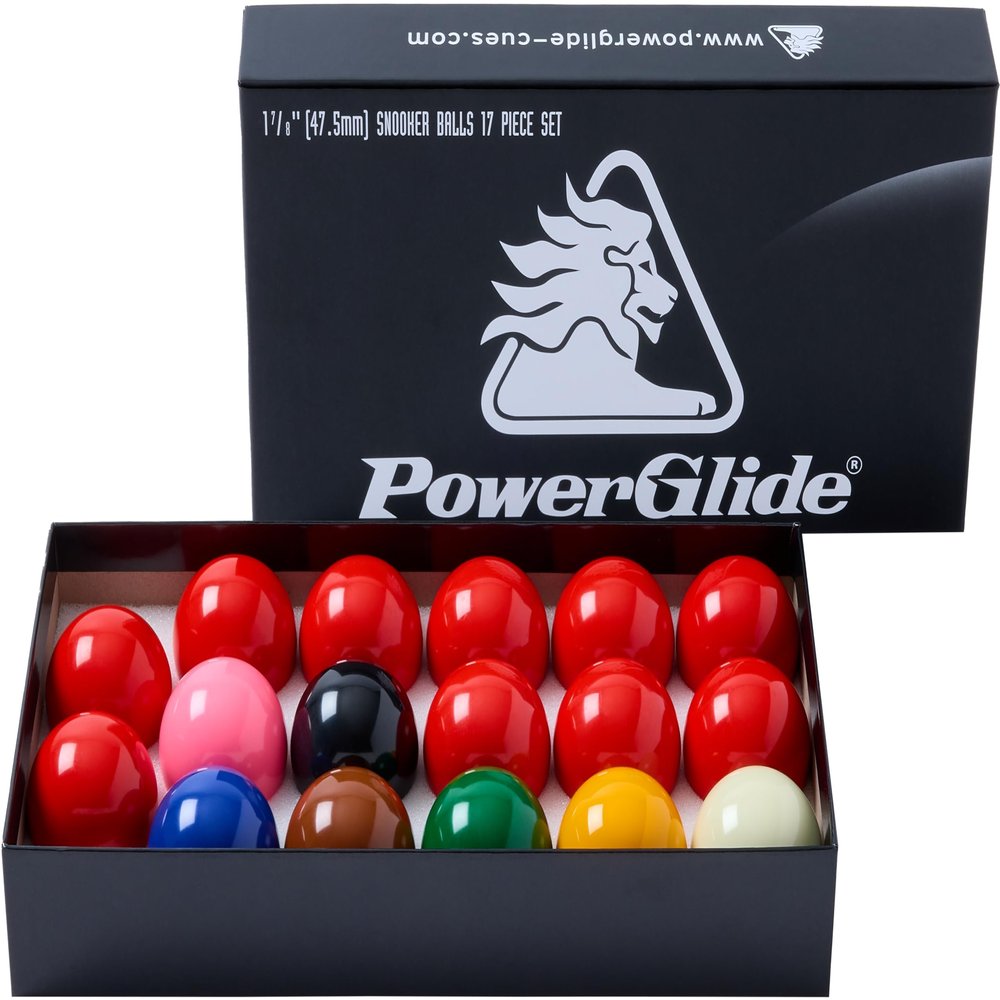 PowerGlide 17 Ball Snooker Set | 10 Reds | Tournament | 1 3/4" / 44.5mm Diameter | Boxed