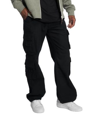 Brandit Authentic Cargo Pants for Men - Extra Long Drawstring, Rear and Cargo Pockets, and Belt and Hanging Loops, Black - 3XL