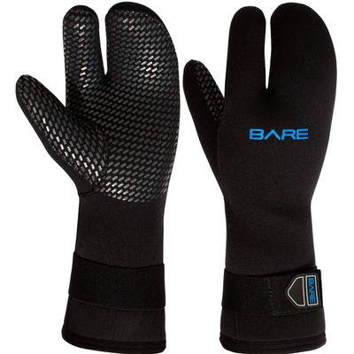 Bare 7MM 3-Finger Mitt | Designed for Scuba Diving in Colder Waters | 3 Finger Design Provides Extra Warmth by Keeping Fingers Closer Together | Velcro Strap ensures minimizes Water exhange | M