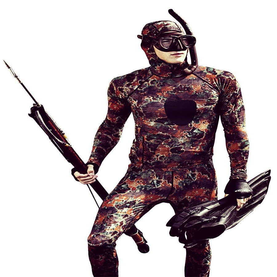Tilos Camouflage 5.5oz Spearfishing UPF 50+ Rash Guard Pants (L, Brown Camo)