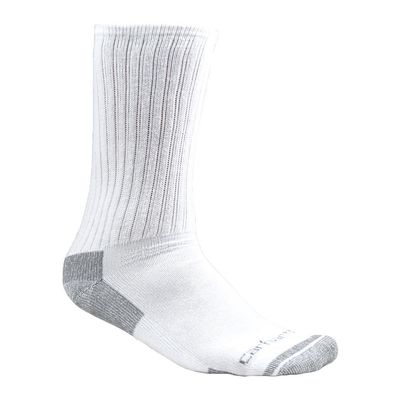 Carhartt All-Season Cotton Crew Work Socks, White, Pack of 3