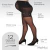 MeMoi Maternity Sheer Pantyhose for Women, Extra Large Waist Pregnancy Shapewear, 12 Denier - Sizes Small to Q2, Black, Small/Medium view 3