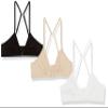 Fruit of the Loom Girls' Cotton Convertible Bralette, 3-pack training bras, Black Hue/White/Sand, 28 US view 1