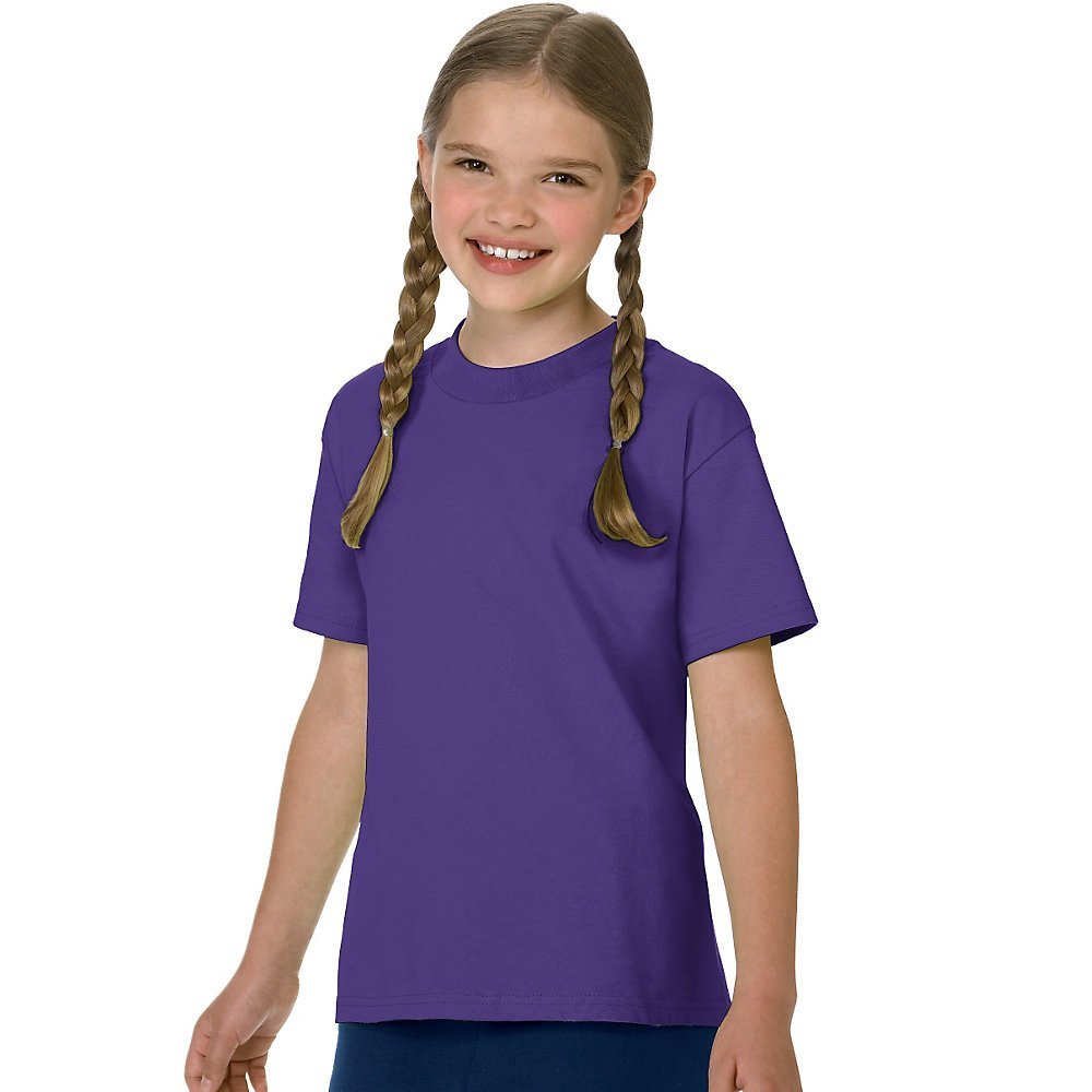 Hanes Youth Tagless Tee (Purple) (XS)