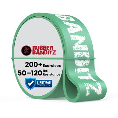 Rubberbanditz Pull Up Assist Resistance Bands | Heavy Duty Loop Exercise Bands for Powerlifting, Mobility, and Stretching | Travel Friendly Resistance Bands for Workout | Pack of 1 (Green)