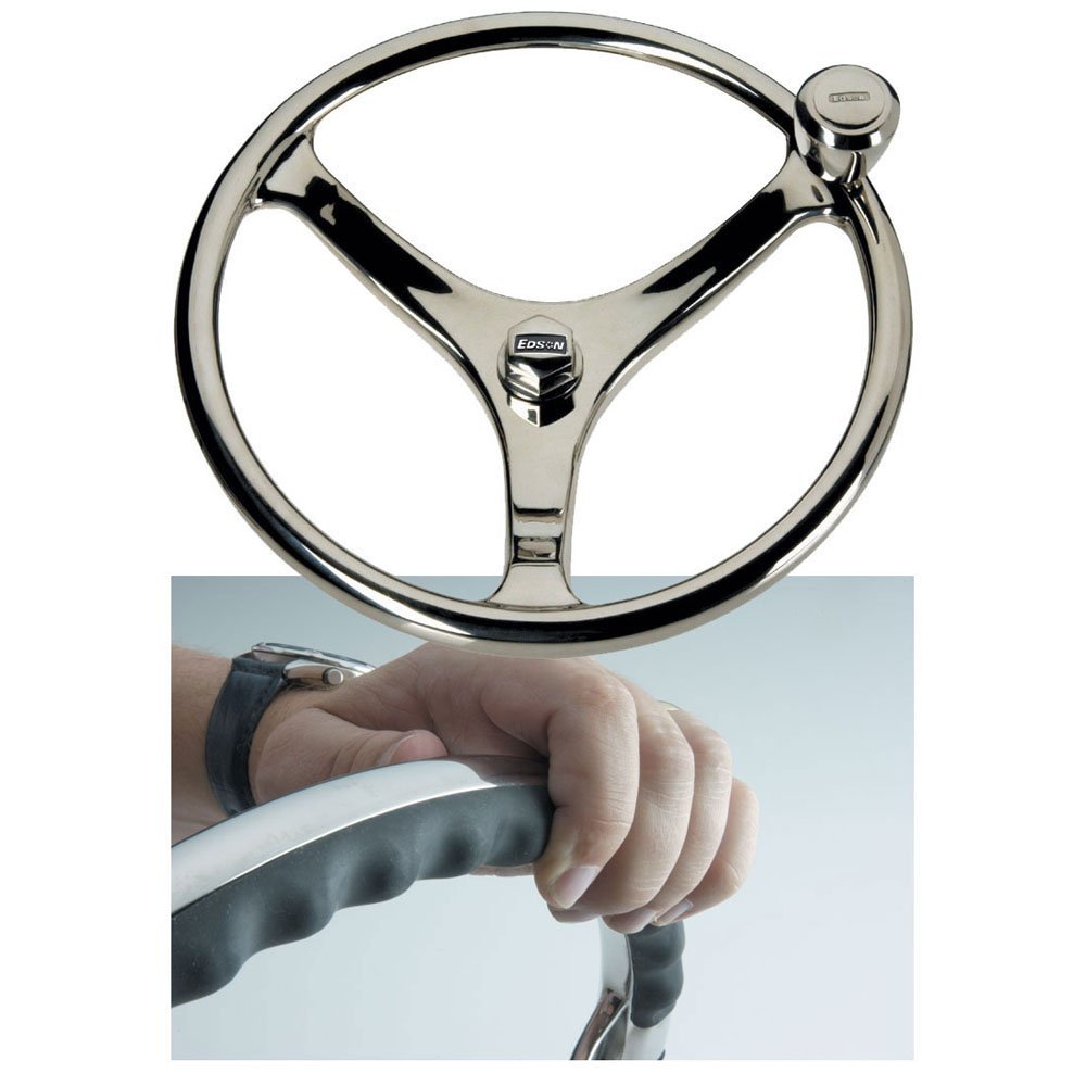 Edson 14.5" SS Comfort Grip Steering Wheel w/PowerKnob