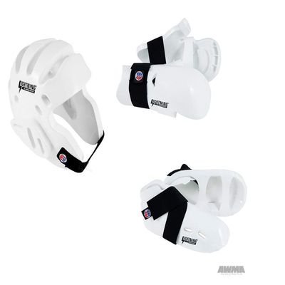 Lightning WHITE Karate Sparring Gear Package Deal - size Adult LARGE