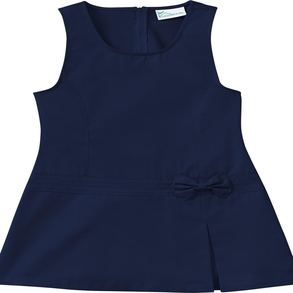 Classroom Big Girls' Zig Zag Jumper Printed Dress, Navy Blue, 8