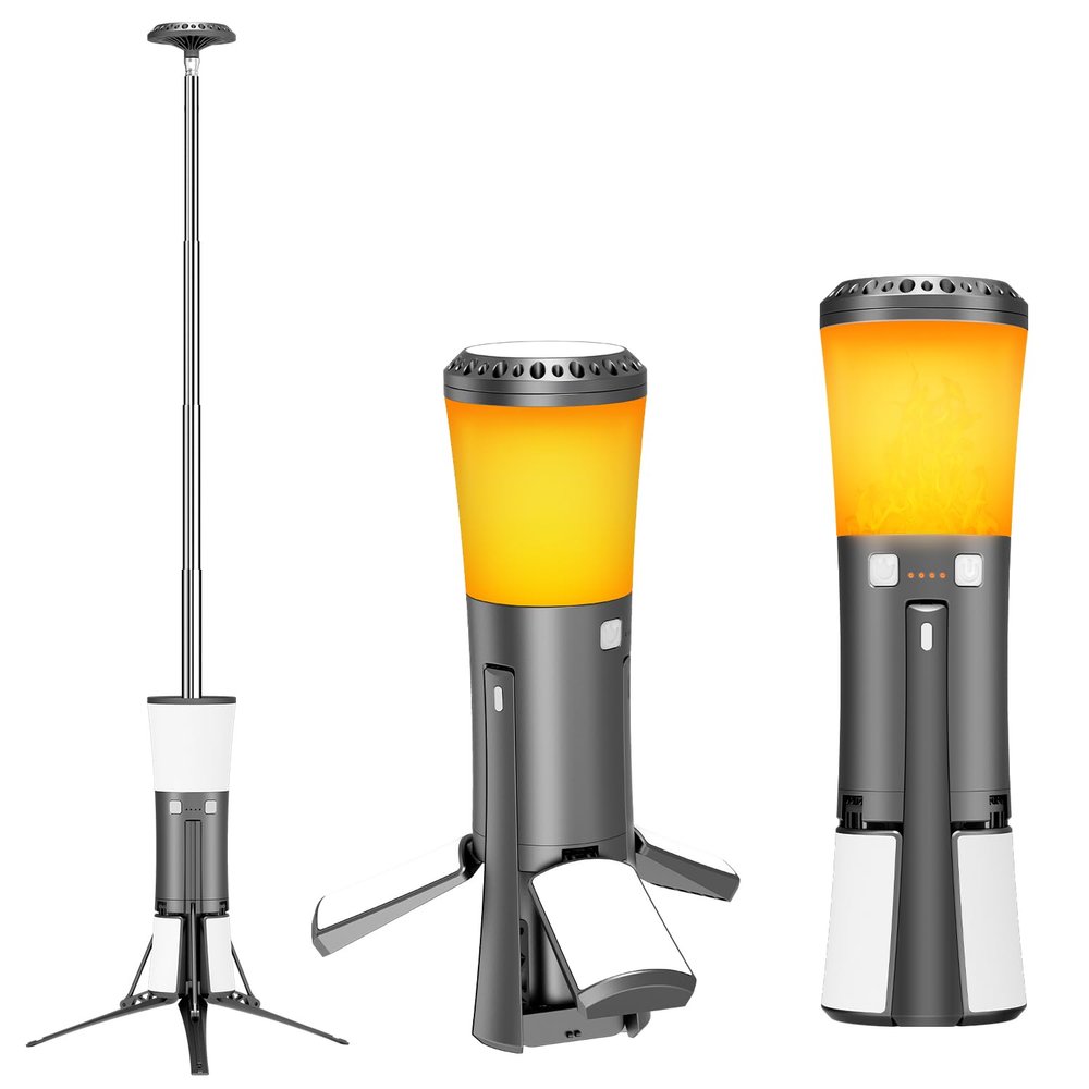 Telescopic Camping Lights Rechargeable Led Work Light with Stand Multifunction 18000 mAh Lanterns Portable Job Site Lighting Cordless Dimmable Flame Tent Lamp 7500lm Power Supply