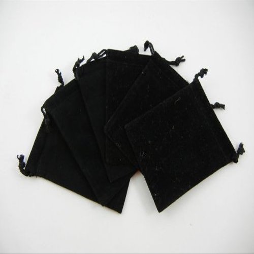 6 Black Velour (Velvet) Drawstring Pouches Measuring 3 By 4