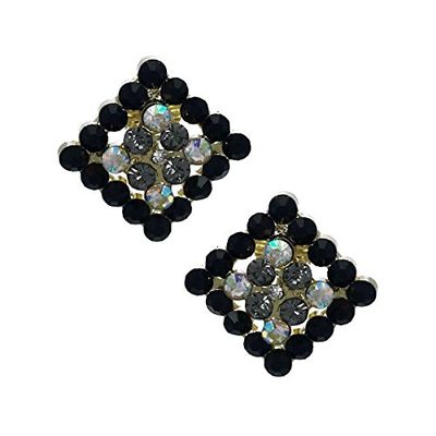 Marenda Gold tone Jet AB Crystal Clip On Earrings