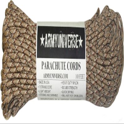Army Universe Desert Camo Nylon Paracord 550 lbs Type III 7 Strand USA Made Utility Cord Rope 100 Feet