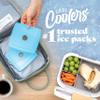 Cool Coolers By Fit & Fresh 4 Pack Slim Ice Packs, Quick Freeze Space Saving Reusable Ice Packs for Lunch Boxes or Coolers, Blue view 3