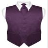 Vesuvio Napoli Men's Paisley Design Dress Vest & NeckTie DARK PURPLE Color Neck Tie Set sz S view 1
