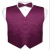 Vesuvio Napoli Men's Paisley Design Dress Vest & Bow Tie EGGPLANT PURPLE BOWTie Set sz 2XL view 1