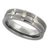 6mm & 8mm His and Hers Tungsten Diamond Wedding Ring Set 3 Stone Horizontal & Vertical Grooves Satin Finish Comfort fit size 8 view 2