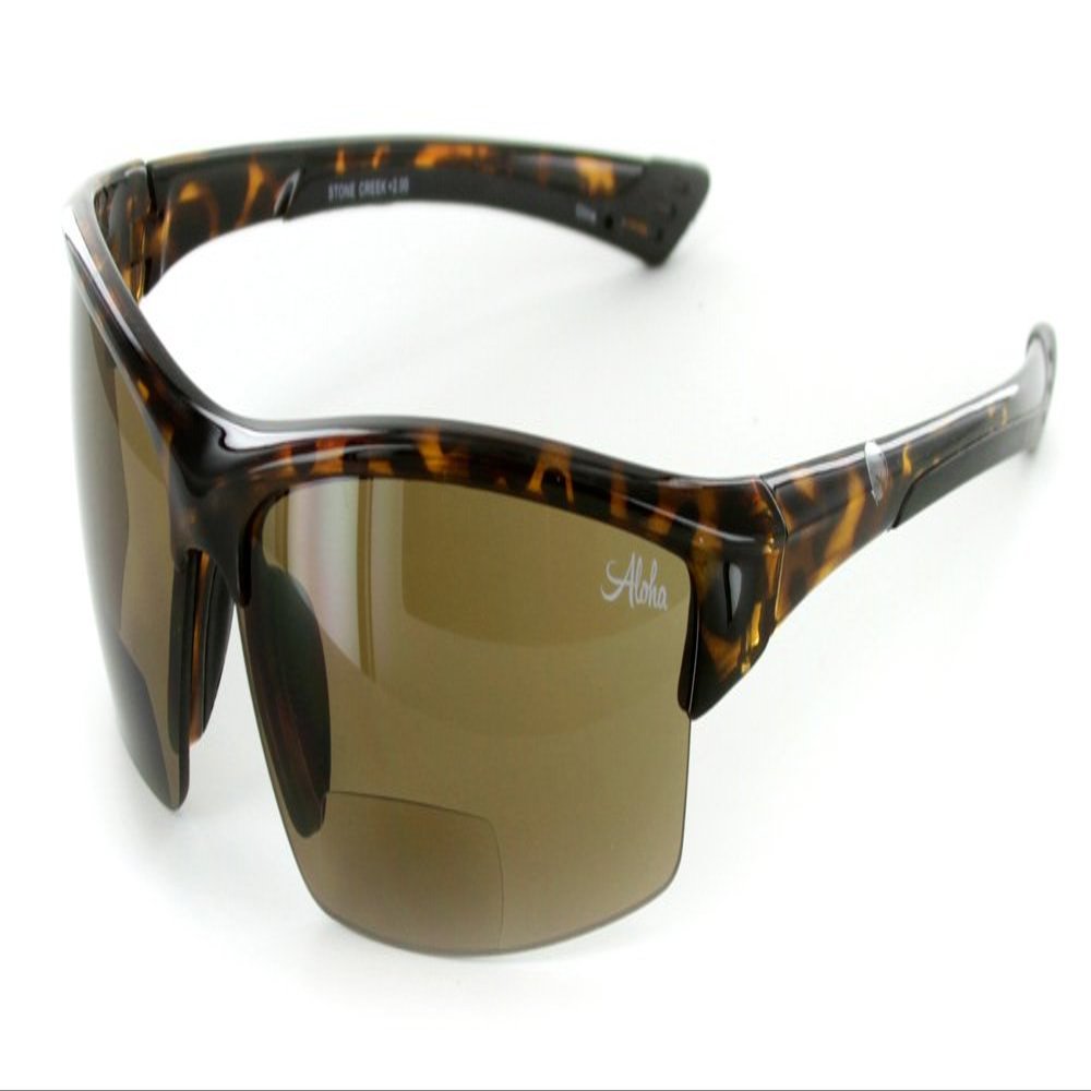Aloha Eyewear Stone Creek MX1 Men's Wrap-Around Bifocal Reading Sunglasses (Tortoise +2.00)