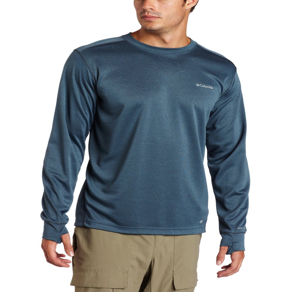 Columbia Men's Ultra Stop Long Sleeve Crew Shirt (India Ink/Heather, Medium)