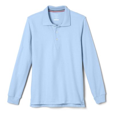 French Toast Little Boys' Long Sleeve Pique Polo, Light Blue, 2T