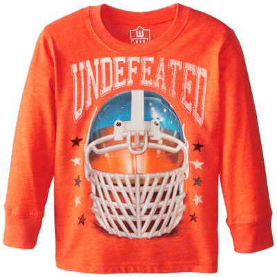 Wes and Willy Little Boys' Undefeated Football Long Sleeve Tee, Orange Crush Blend, 4T