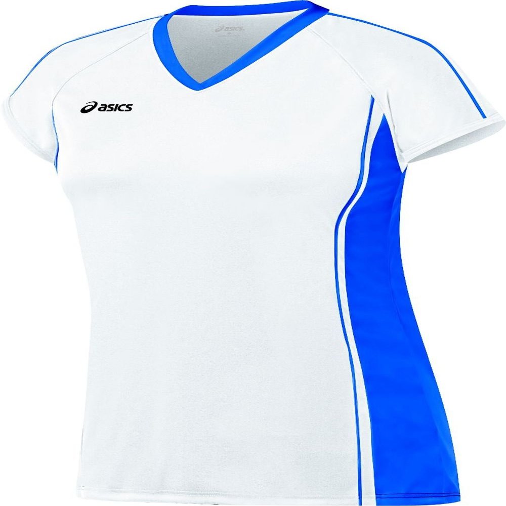 ASICS Women's Replay Jersey, White/Royal, Medium