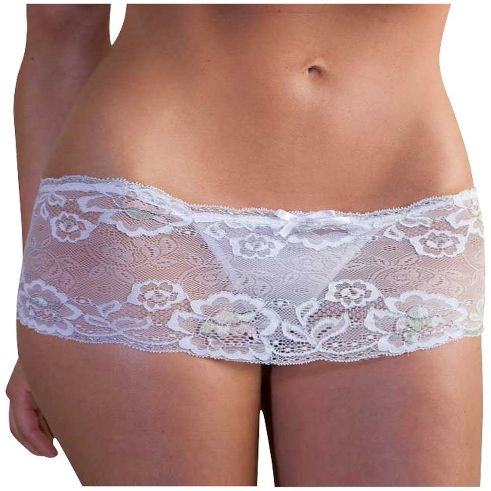 iCollection Bridal Cross-Dye Lace Cheeky White Small/Medium
