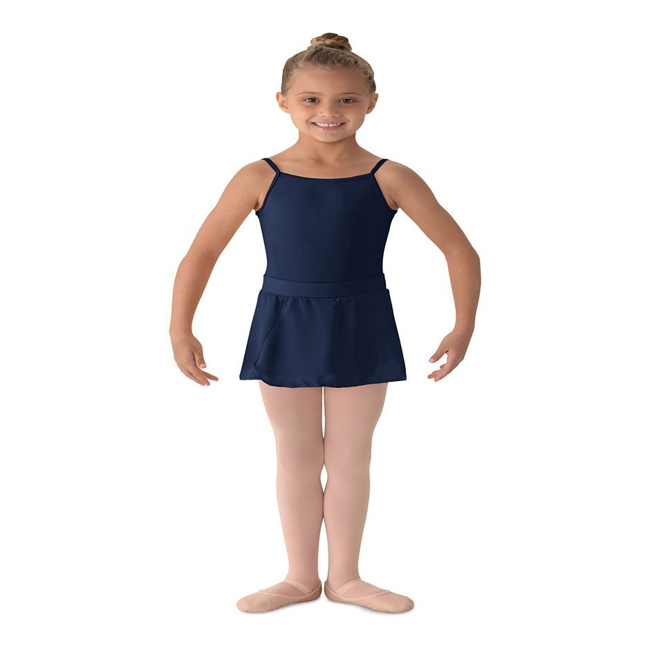 Mirella Girl's Georgette Mock Wrap Dance Skirt Navy Small