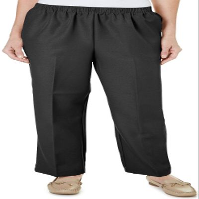 Alfred Dunner Petite Classic Solid Pull On Pants 6 Short Black