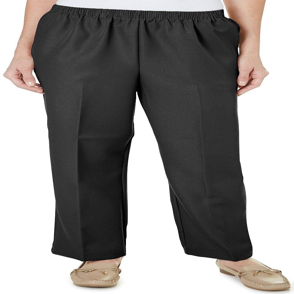 Alfred Dunner Petite Classic Solid Pull On Pants 6 Short Black