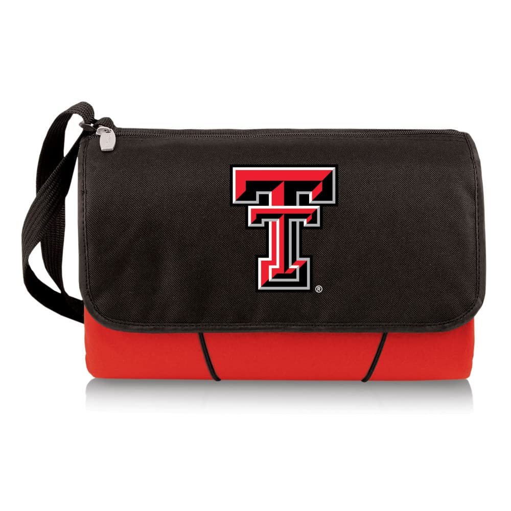 PICNIC TIME NCAA Texas Tech Red Raiders Outdoor Picnic Blanket Tote, Red With Black Flap