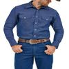Wrangler Men's Cowboy Cut Western Long Sleeve Snap Work Shirt Firm Finish, Indigo Denim, 16.5-36 view 1