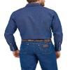 Wrangler Men's Cowboy Cut Western Long Sleeve Snap Work Shirt Firm Finish, Indigo Denim, 16.5-36 view 3