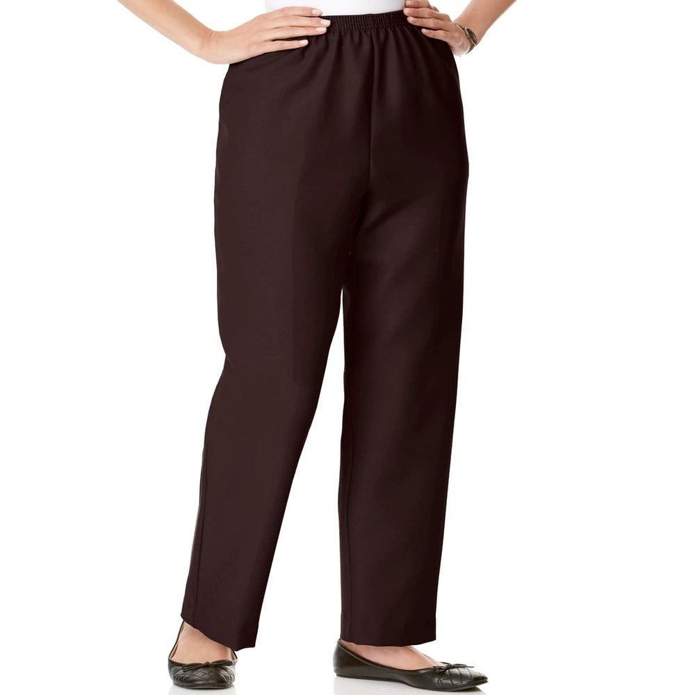 Alfred Dunner Women's Petite Polyester Pull-On Pants - Short Length, Brown, 12 Petite Short