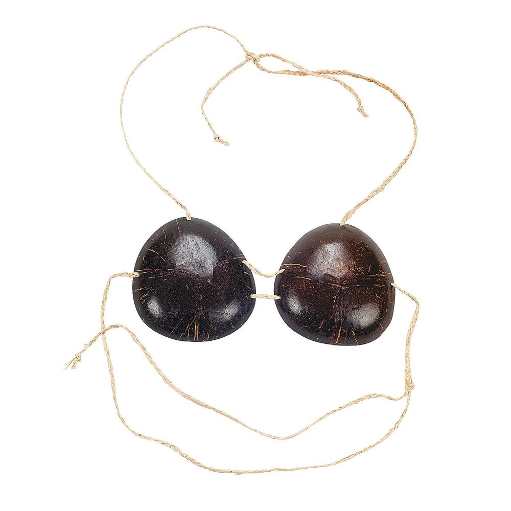 Fun Express Coconut Bra for Luau Party - Hula Costume Brown