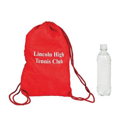 Fun Express Personalized Red Drawstring Bags - Apparel Accessories - 12 Pieces