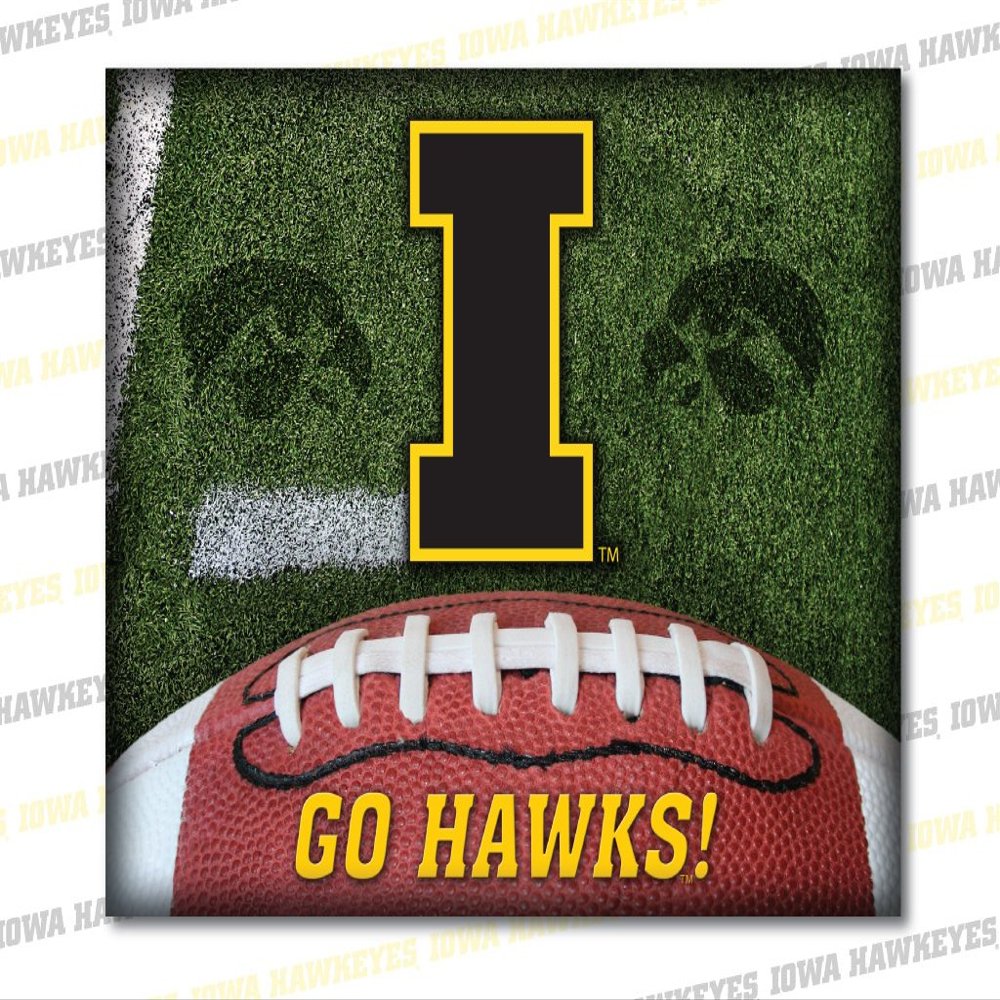 VictoryStore University of Iowa, Football - Go Hawks!' 8 inches x 10 inches Ceramic Plaque with Standard Wall Hanger