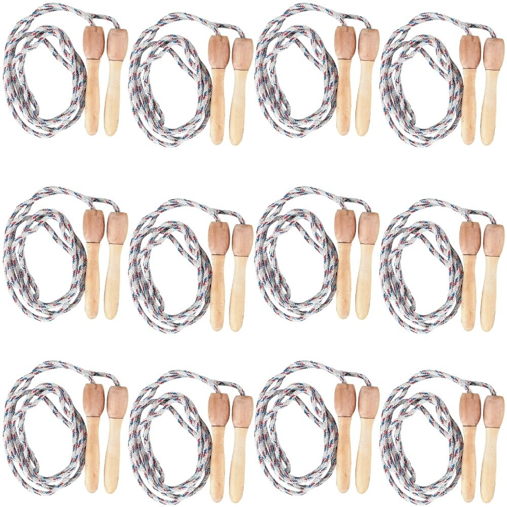 JUMP ROPES W/WOOD HANDLES - Toys - 12 Pieces
