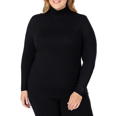 Cuddle Duds Women's Softwear with Stretch Long Sleeve Turtle Neck Top, Black, X-Large