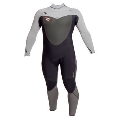 Rip Curl Flash Bomb 3/2 Chest Zip Wetsuit (Black/Charcoal/Grey, Large/Short)