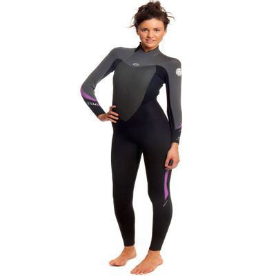 RIP CURL Women's Dawn Patrol 3/2 GB Wetsuit (Black/Charcoal/Pink 12)