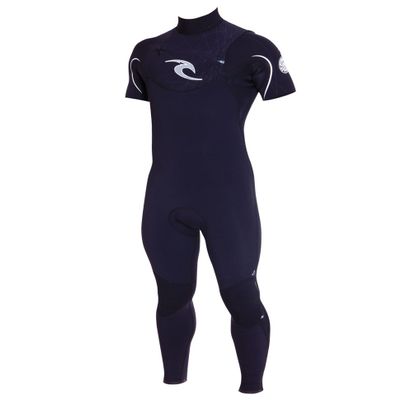 RIP CURL Men's E-Bomb Chest Zip Short Sleeve Full 2/2 Wetsuit (Black/Black/White, Small)