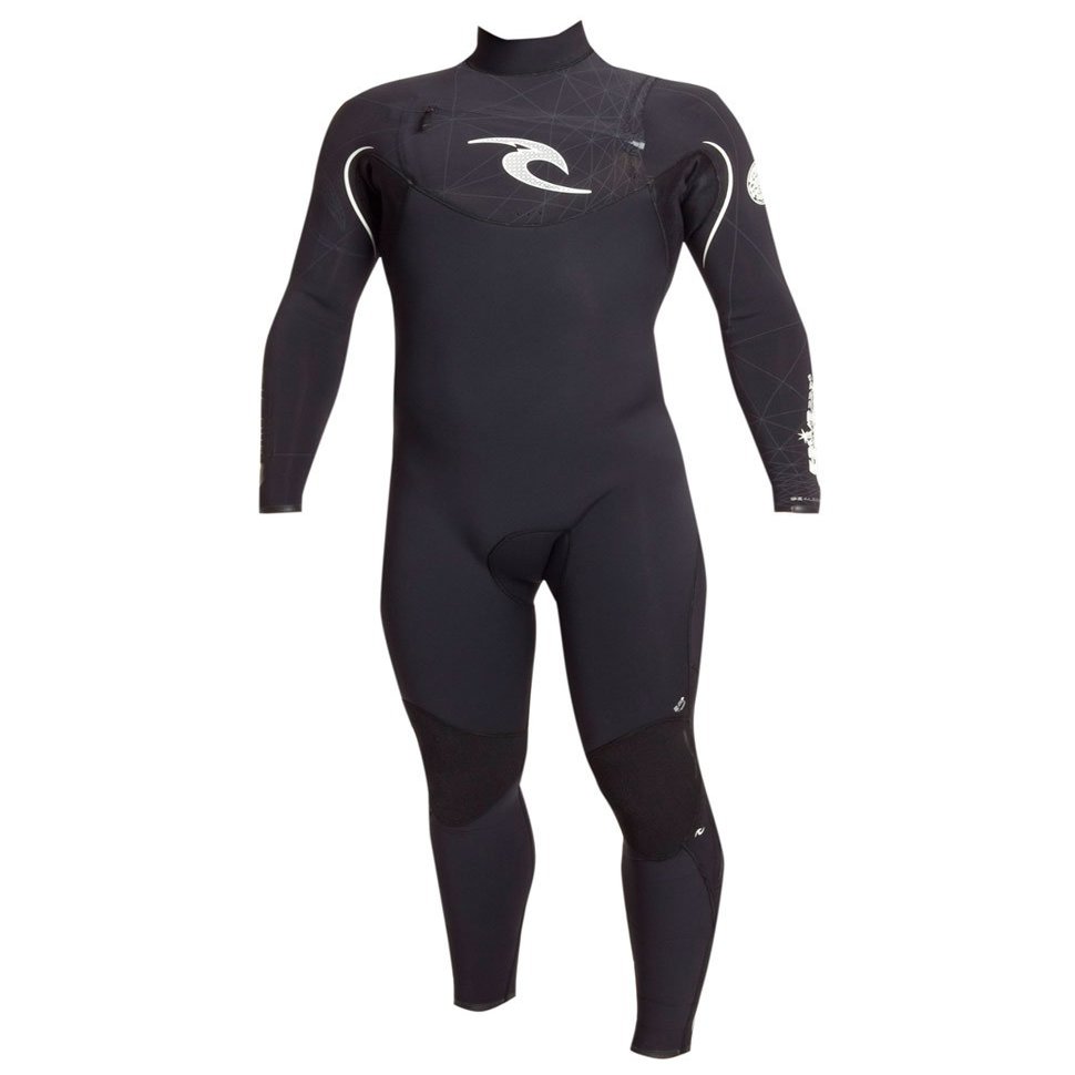 Rip Curl Men's E-Bomb Chest Zip 4/3 Pro Wetsuit (Black/Black/White, Large/Short)