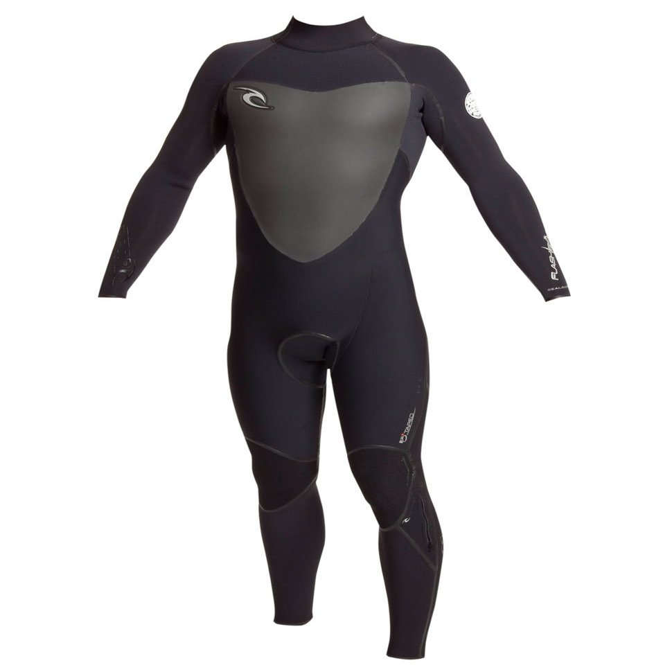 RIP CURL Men's Flash Bomb Back Zip 4/3 Wetsuit (Black/Black/Silver Large/Tall)
